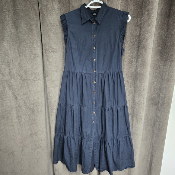Mexx Dresses & Skirts - Mexx Sleeveless Button-Front Tiered Midi Dress in Navy